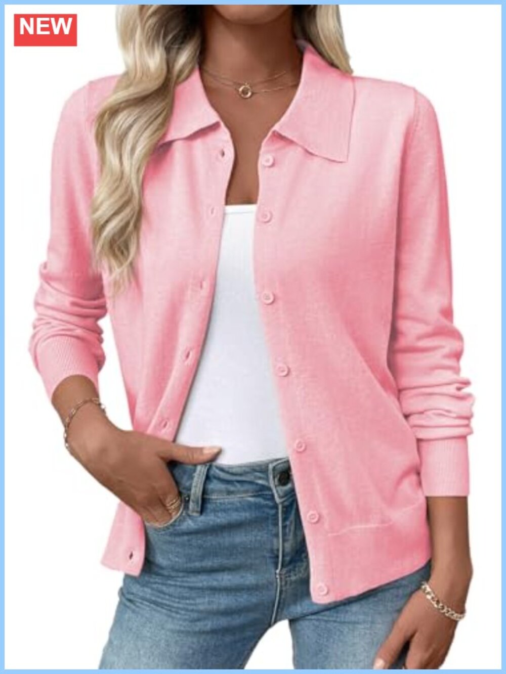 Wool Blend Button Down Cardigan Lightweight Layering Sweater